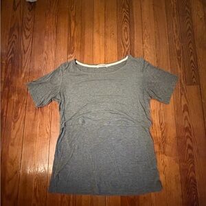 Bearsland Maternity Nursing Top Gray Short Sleeve Size Medium